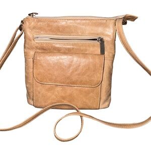 Tan Genuine Leather Crossbody Bag